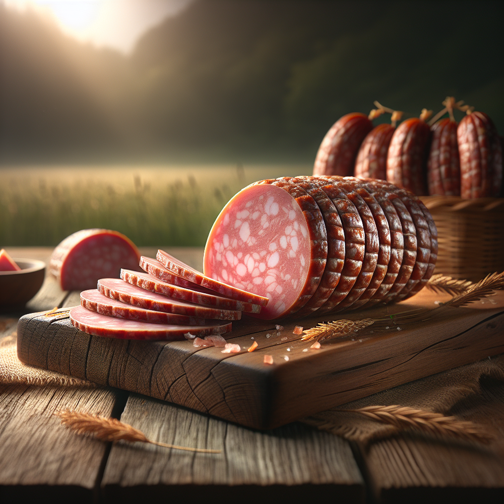 Fleischkäse. Scheiben